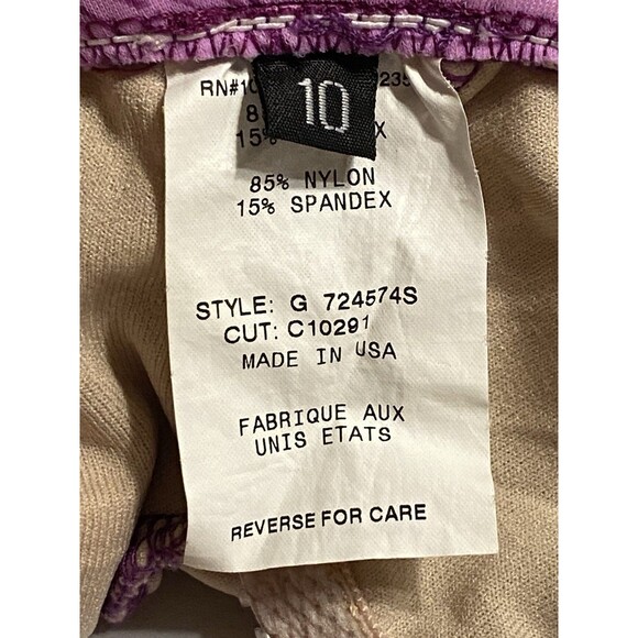 90s Leilani tankini Purple Hibiscus floral top (10) & bottoms (8) USA Made Y2K - Picture 6 of 14